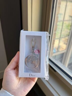 Dior Beauty Joy Pink Enamel Silverstone Novelty Bag Charm Keychain
